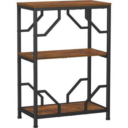 Snughome 10 Gallon Aquarium Stand, Fish Tank Stand with 3 Tier Storage, Heavy Duty Metal Terrarium Stand for Home Office, 21.26" x 11.81" x 30.51", Rustic Brown