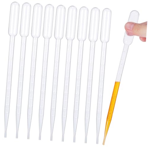 ULTECHNOVO 100pcs Disposable Plastic Droppers Graduated Pipettes for Precise Liquid Transfer for Aquarium Feeding Lab and Boys and Girls