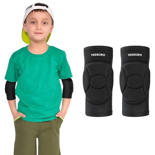 Kids/Youth Knee Pads Elbow Pads, Sports Compression Support Sleeve | Knee Elbow Protective Gear, Sports Knee Elbow Protector with Thickened Pads for Basketball Wrestling Football Volleyball - size: YL (arm circumference: 8.27-9.06‘’)