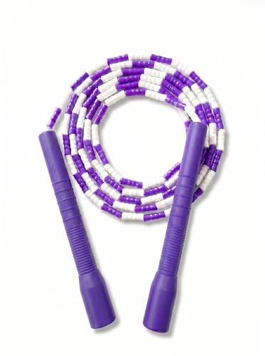 YUEDONG Beaded Jump Rope, 20cm Handles, Soft TPU Beads, Rhythmic Click - color: PURPLE