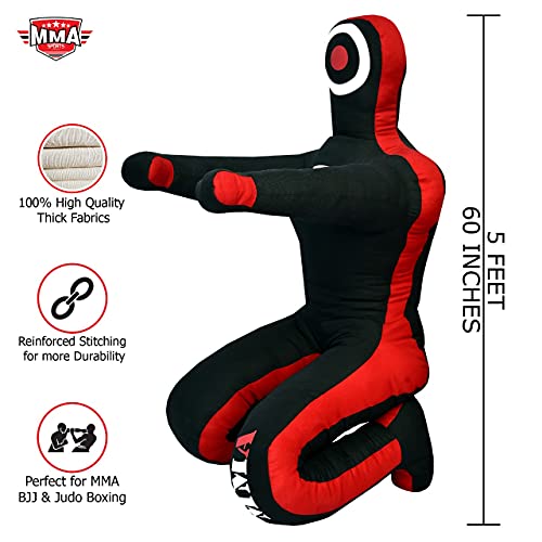MMA Sports Brazilian JIU Jitsu Grappling Submission Throwing Dummy Punching Heavy Bag Kick Boxing Dummies UNFILLED - color: Black-2, size: 5ft, style: Sitting