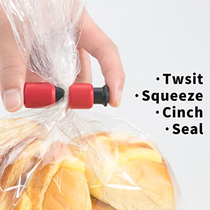24 Pcs Bread Bag Clips Value Set Grade Food Bag Squeeze Clips Food Fruit Bread Bag Cinch Non-Slip Grip Sealer Rubber Pads or Lid on Bottom, Easy To Squeeze Lock Release, 12 Blue & 12 Red Clips - color: 24pcs