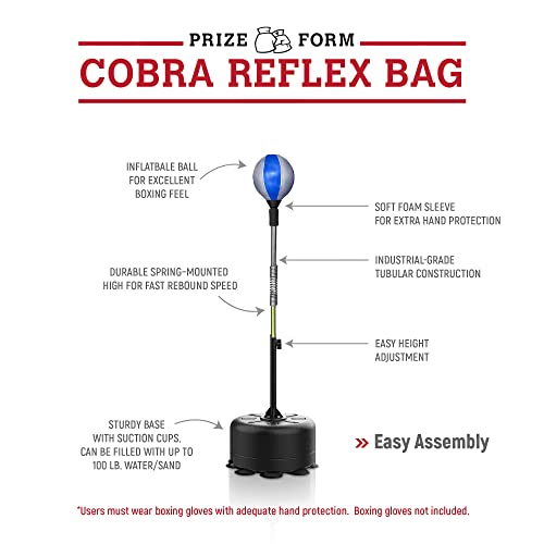 Cobra Reflex Bag, Fast Action Punching Bag with Stand, Punching Bags for Adults and Teens, Adjustable Height Boxing Trainer with Spring-Mounted Ball, Home Gym Boxing Equipment