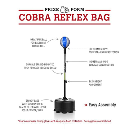 Cobra Reflex Bag, Fast Action Punching Bag with Stand, Punching Bags for Adults and Teens, Adjustable Height Boxing Trainer with Spring-Mounted Ball, Home Gym Boxing Equipment