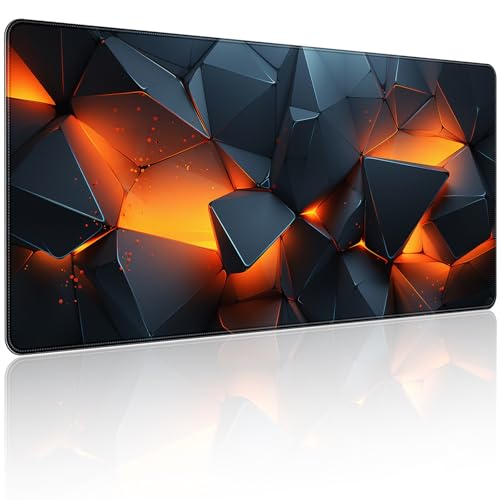 35.4 x 15.7 in, XXL Large Mouse Pad for Desk, Extended Keyboard Mouse Mat for Computer Office, Big Mouse pad with Stitched Edges, Gaming Pc-Abstract Lines on a Black - color: Abstract Space Tearing