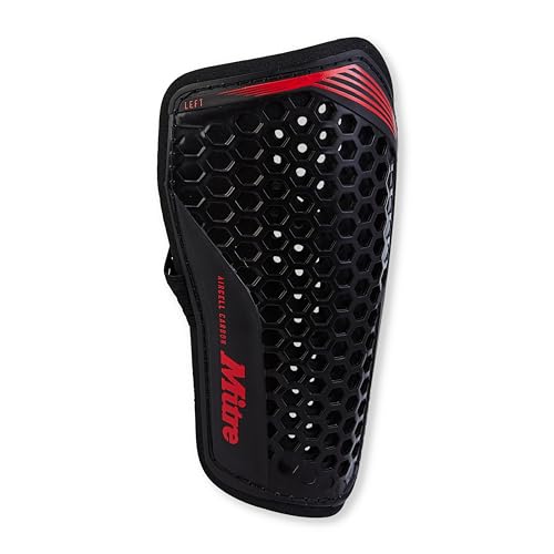 Mitre Unisex Soccer Shin Guards - color: Aircell Carbon Slip Black/Red, size: Large