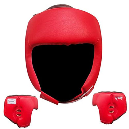 Ultimate - Pro Training Head Guard - Open Face - Boxing MMA Muay Thai Training - color: Red, size: Large-X-Large