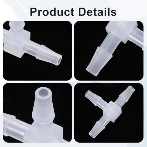 3/16" Tee Fitting Equal Barb 3 Way Plastic Tee Connector Hose Splicer Barb Adapter for Aquarium T Connector Air Line Fuel Gas Liquid (Pack of 10)