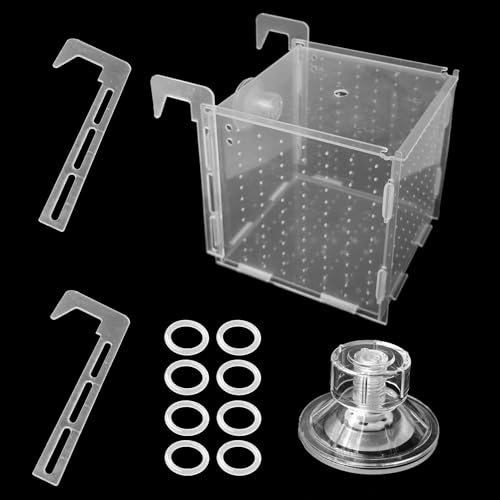 5.9 x 5.9 x 5.9 inch Acrylic Fish Breeding Box, Transparent Isolation Hatchery Incubator with Suction Cups for Guppy Shrimp Small Baby Fishes Aquarium Nursery Tank - size: 5.9 x 5.9 x 5.9 inch