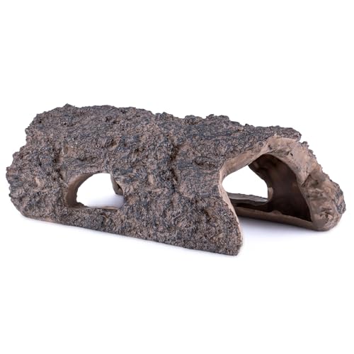 Natural Reptile Hide Basking Platform, Hideout Decor for Aquarium, Fish Tank, Bearded Dragon, Gecko, Shrimp, Betta (Moss Tree Cave, Medium)