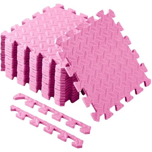 Shihanee 16 Foam Floor Interlocking Tiles, 11.8 x 11.8 Inch, Light Pink - color: Light Pink