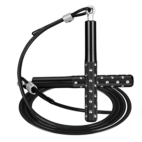 Jump Rope, Wastou Speed Jumping Rope for Training Fitness Exercise, Adjustable Adults Workout Skipping Rope for Men, Women, Kids, Girls - color: Black-B