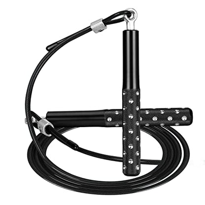 Jump Rope, Wastou Speed Jumping Rope for Training Fitness Exercise, Adjustable Adults Workout Skipping Rope for Men, Women, Kids, Girls - color: Black-B