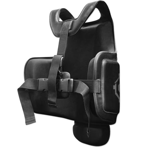 Meister Body Armor - MMA & Boxing Chest Guard w/Groin Protector | Trainer-grade protection for kickboxing and Muay Thai. Maximum coverage for belly, chest & oblique strikes - size: Adult Large