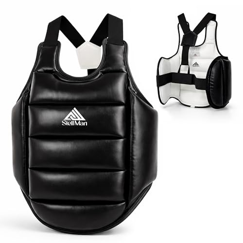 Reversible Boxing Body Protector Chest Guard for MMA, Muay Thai & Taekwondo, Adjustable Sparring Training Vest - size: Small-Medium