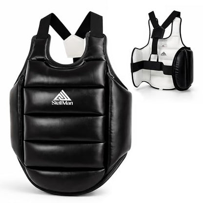 Reversible Boxing Body Protector Chest Guard for MMA, Muay Thai & Taekwondo, Adjustable Sparring Training Vest - size: Large-X-Large
