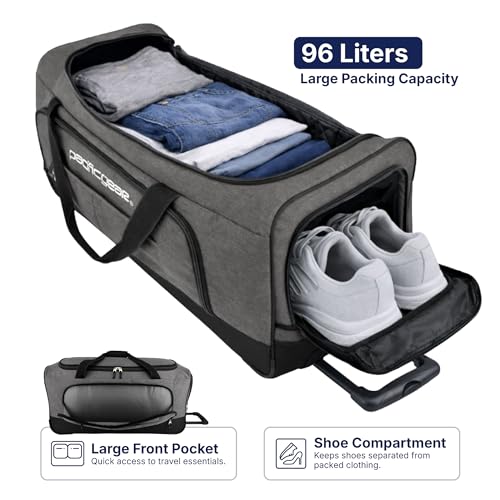 Pacific Gear Duffel Bag with Rolling Wheels - color: Gray, size: 30 inch