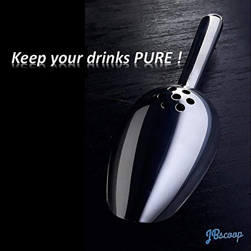 JBscoop Ice Scoop with Holes. Stainless Steel Ice Scoop with Drain Holes to Reduce Unwanted Dilution. Heavy Duty and Dishwasher Safe. Six Ounce Capacity. - size: 6 Oz