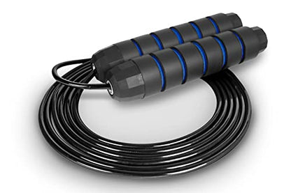 ProsourceFit Speed Jump Rope up to 8 Foot Adjustable Length for Men and Women, Foam Handles, Ultra Light Rope for Boxing, Jumping Exercises and Cardio Workout - color: Blue