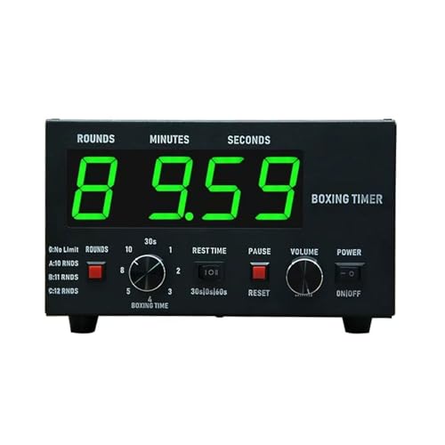 Boxing Interval Timer,Professional Gym Timer with LED Display,Selectable Training Time and Cycle Repetitions,Adjustable Sound Gym Interval Timer Green - color: Green