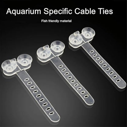Aquarium Suction Cup Cable Tie with Strong Adhesion for Firm Attachment of Wire Organization in FishTanks 10PCS Fishtank Cable Tie for Wire Fixation - color: Black