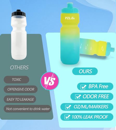 24oz Bike Squeeze Water Bottle, BPA Free Cycling Water Bottle,Leakproof | with Capacity Scale w/Pull Top Lid, Reusable Sport Water Bottle, for Bicycle, Gym,Mountain Bike 4Pack - color: z-4PCS