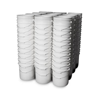 5 Gallon Bucket - Food Grade Bucket, Metal Handle Grip, BPA-Free, Heavy-Duty 90 Mil HDPE Plastic Pail, Stackable Utility Container, Made in USA, Lid Not Included, White, 120 Packs - color: White, size: 120 Packs