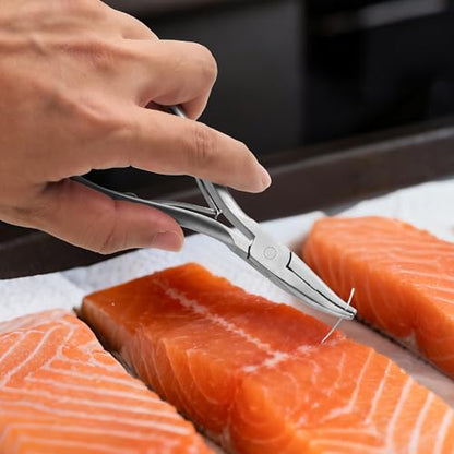 Fish Bone Plier/Tweezers - Fish Bone Remover Stainless Steel Deboning Tools for Food & Kitchen, Salmon, Trout, Non-Slip, 2 Pcs