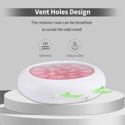 Cute Retainer Case with Silicone Pad, Portable Slim Aligner Case Orthodontic Retainer Box, Denture Storage Container Travel Mouth Guard (Bowknot/Pink) - color: Bowknot/Pink