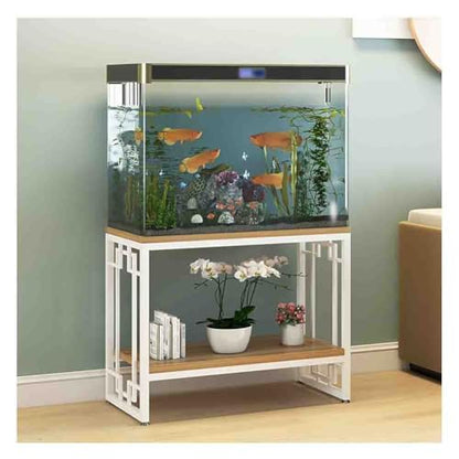 Metal Aquarium Stand, Heavy Duty 2-Tier Fish Tank Rack Shelf, Torage Rack Bracket for Fish Tank Accessories Storage, for Home Office (White a)