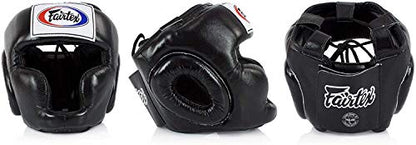 Fairtex Full Head Guard, Muay Thai MMA Sparring Helmet Protective Headgear - color: HG3 Black Lace-up, size: Large