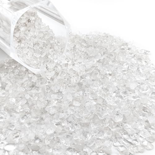 Kaiyuan Dynasty 460g Clear Quartz Crystal Chips Bulk, 5-7mm Natural Tumbled Gemstones, Crushed Decorative Stones for Vase Fillers, Aquarium Gravel & Fish Tank Rocks - color: Clear, size: 1LB