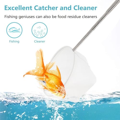 Aquarium Fish Tank Net - Fish Catching Net, Expandable Goldfishh Net | Fish Aquariums Nets with Adjustable Long Handle, Small Aquarium Net, Pond Shrimp Aquarium Net for Fiish Small Pond and Pool - size: large-round