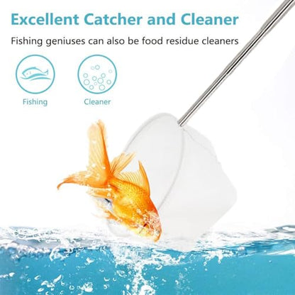 Aquarium Fish Tank Net - Fish Catching Net, Expandable Goldfishh Net | Fish Aquariums Nets with Adjustable Long Handle, Small Aquarium Net, Pond Shrimp Aquarium Net for Fiish Small Pond and Pool - size: large-round