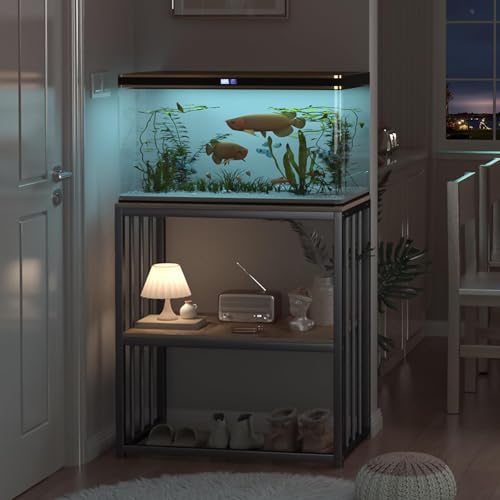20-29 Gallon Fish Tank Stand, Adjustable 2-Tier Metal Aquarium Stand with Shelf for Fish Tank Accessories Storage,Turtle Reptile Terrariums Stand Rack for Home Office,Tank not included