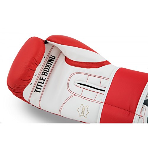 TITLE Boxing Pro Style Leather Training Gloves 3.0 - Boxing Gloves, Boxing Training Gloves, MMA Gloves, Oz Training Gloves, Kickboxing Gloves, Punching Bag Gloves, Sparring Gloves - color: Red/White, size: 12 oz