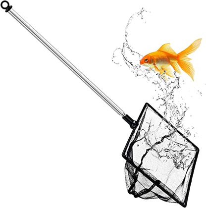 Aquarium Fish Net, 5 Inch Fine Mesh Fish Tank with Extendable 9-24 inch Long Handle