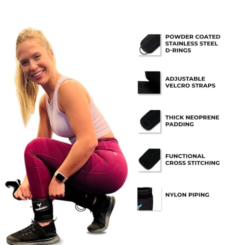 Adjustable Gym Ankle Straps for Cable Machines Women & Men, Glute Kickbacks - color: Black, size: Single