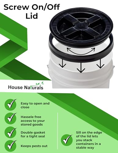Screw on Lid for 5 Gallon Plastic bucket container fits 3.5, 5, 6, 7 gallon pail (Aqua)