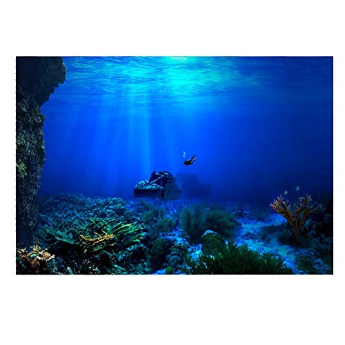 Zerodis Seaworld Aquarium Background, PVC Adhesive Double Sided Poster Sticker Fish Decoration(76 x 46cm)