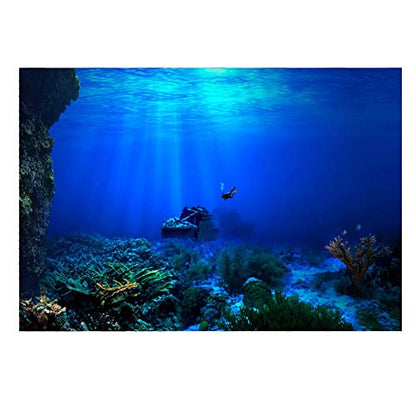 Zerodis Seaworld Aquarium Background, PVC Adhesive Double Sided Poster Sticker Fish Decoration(91 x 41cm)