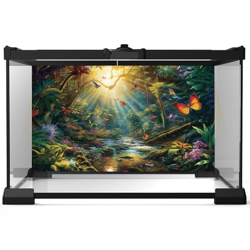 Rainforest Birds Aquarium Background Jungle Forest Winding Rivers Colorful Birds Harmony Nature Landscape Fish Tank Background Butterfly Jungle Tranquil Stream Theme Aquarium Tank Backgrounds 36x18in
