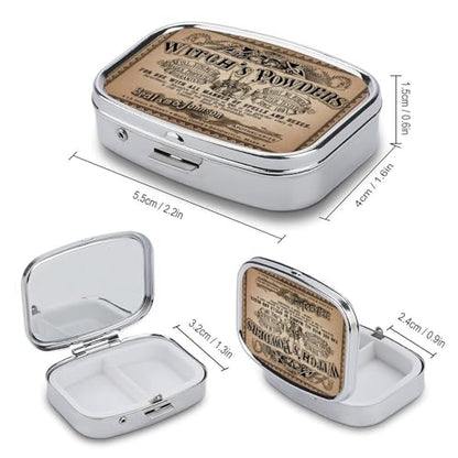 Metal 2 Compartment Pill Organizer Travel Friendly Portable Compact Pill Box Cute Pill Case to Hold Vitamins,Fish Oil,Supplements,Meds,Tablet for Purse,Pocket. (Power) - color: Power