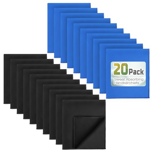20 Pack 12"x10" Microfiber Sweat Absorbing Handkerchiefs for Men, Quick-Dry Sweat Rags Towels for Face, Neck, Gym - color: 10darkgrey+10darkblue