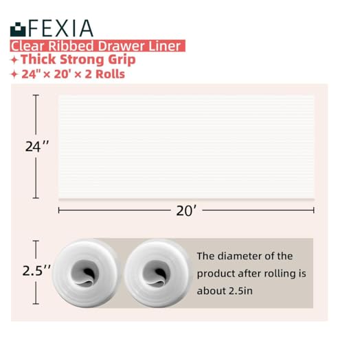2 Rolls Shelf Liners for Kitchen Cabinets Non-Slip Drawer Liner 24 Inches x 20 FT Waterproof & Oil-Proof Non Adhesive Durable Material Fridge Liner for Shelves - size: 24"W x 480"L