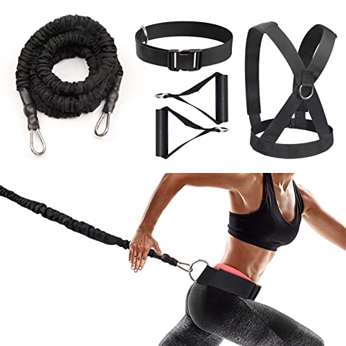 Resistance Running Training Bungee Band, Bungee Resistance Cord Set, Long Resistance Band, Lateral Movement Sprint Overspeed Training Fitness for Fast - color: Black Rope, size: 3M