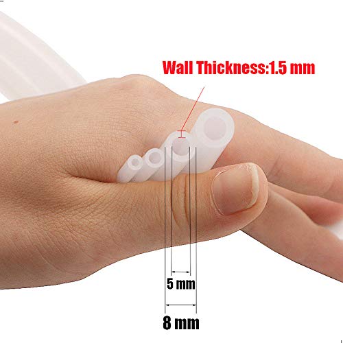 Silicone Tube 3/16"(5mm) ID x 5/16"(8mm) OD Clear Flexible Silicone Rubber Tubing Water Air Hose Pipe Transparent (3.3ft / 1m；5 x 8mm) - size: 5mm ID x 8mm OD