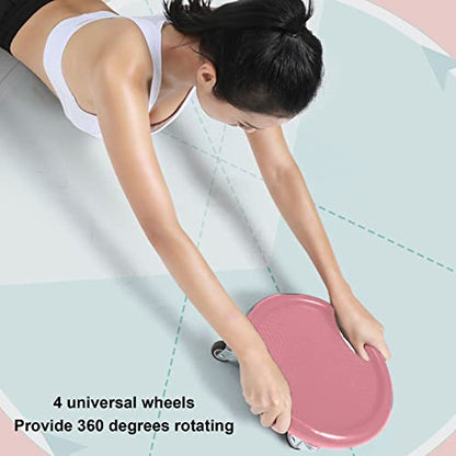 Wheel for Core Muscle Training, 4 Silent Smooth Rolling Ab Rollers with Knee Mat, Abs Training Disc for Men & Women, Home Gym Workout Fitness Equipment
