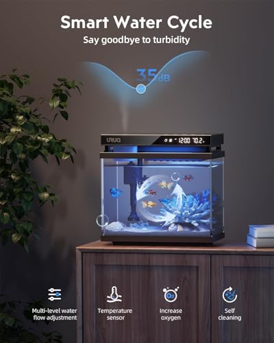 2 Gal Fish Tank Betta Aquarium Kit Aroma Black & 4-Box Bio Filter Media Module
