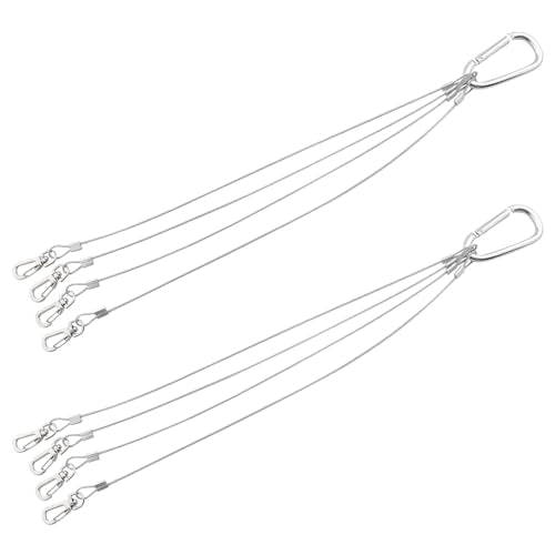 CHENJIN 2PCS Stainless Steel Plant Grow Light Hanging Rope Silver 1.5x350mm Wire Rope Hanger for Flower Pots Light Emitting Diode Grow Light Aquarium Light Hanging Rope Holder